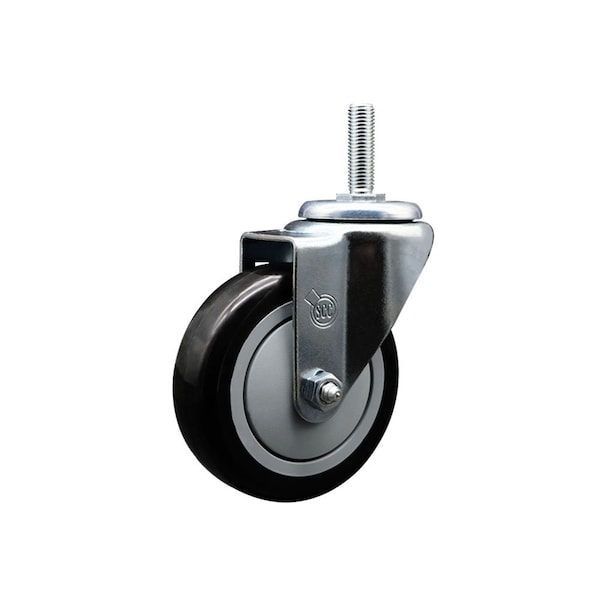4 Inch Black Polyurethane Wheel Swivel 58 Inch Threaded Stem Caster Service Caster